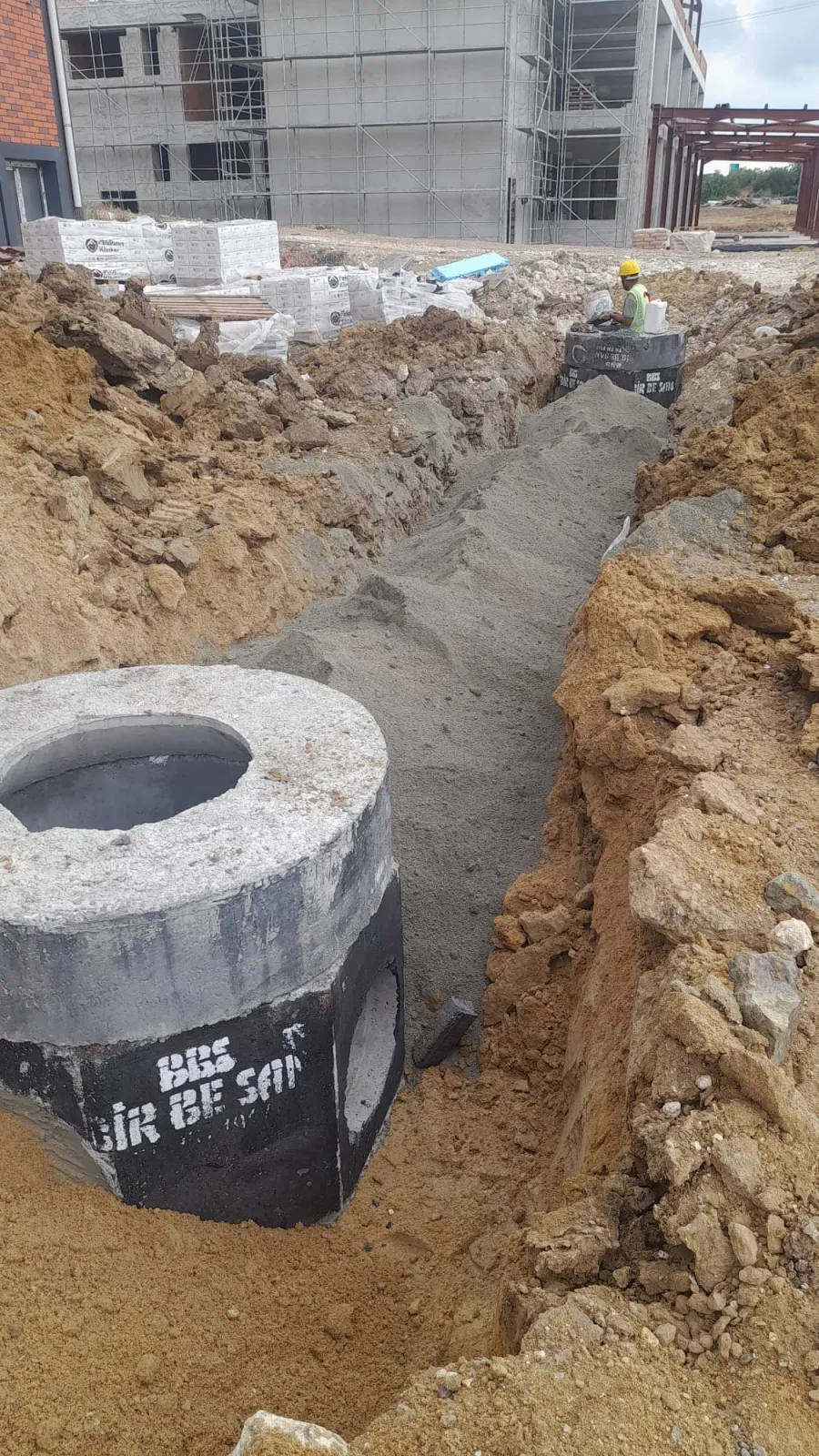 Yağmur suyu hattı imalatı – koruge boru ve baca montajı